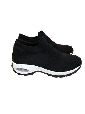 STQ Walking Shoes Women's Slip on Black Sneakers